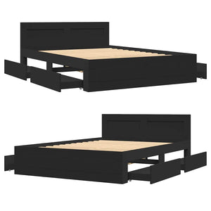 vidaXL Bed Frame with Headboard without Mattress Black 140x200 cm