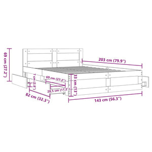 vidaXL Bed Frame with Headboard without Mattress Black 140x200 cm