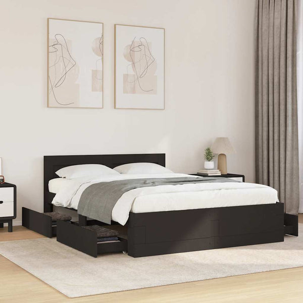 vidaXL Bed Frame with Headboard without Mattress Black 140x200 cm
