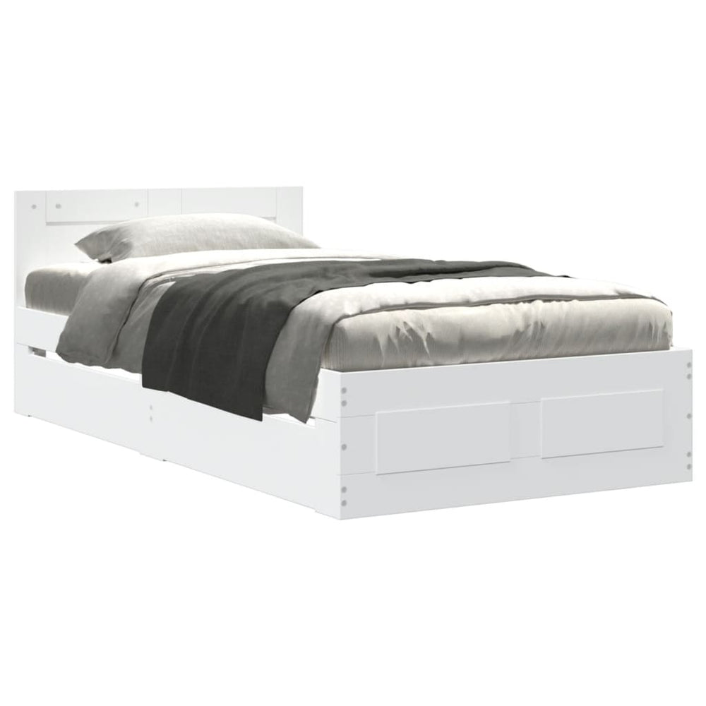 vidaXL Bed Frame with Headboard without Mattress White 100x200 cm