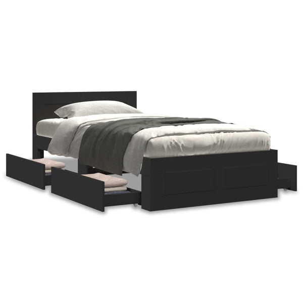 vidaXL Bed Frame with Headboard without Mattress Black 100x200 cm