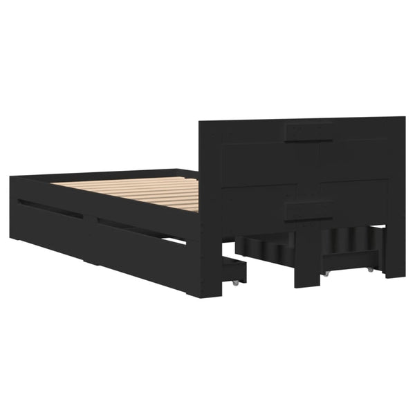 vidaXL Bed Frame with Headboard without Mattress Black 100x200 cm