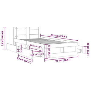 vidaXL Bed Frame with Headboard without Mattress White 90x200 cm