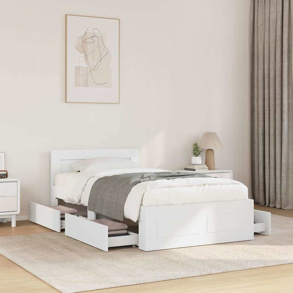 vidaXL Bed Frame with Headboard without Mattress White 90x200 cm