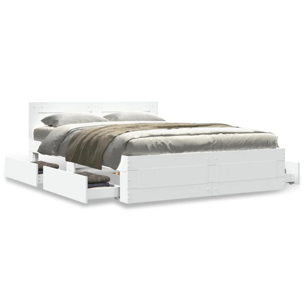 vidaXL Bed Frame with Headboard without Mattress White 140x190 cm