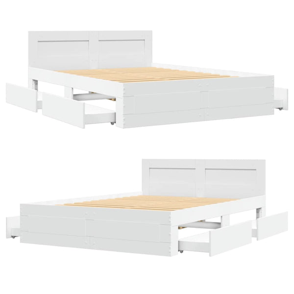 vidaXL Bed Frame with Headboard without Mattress White 140x190 cm