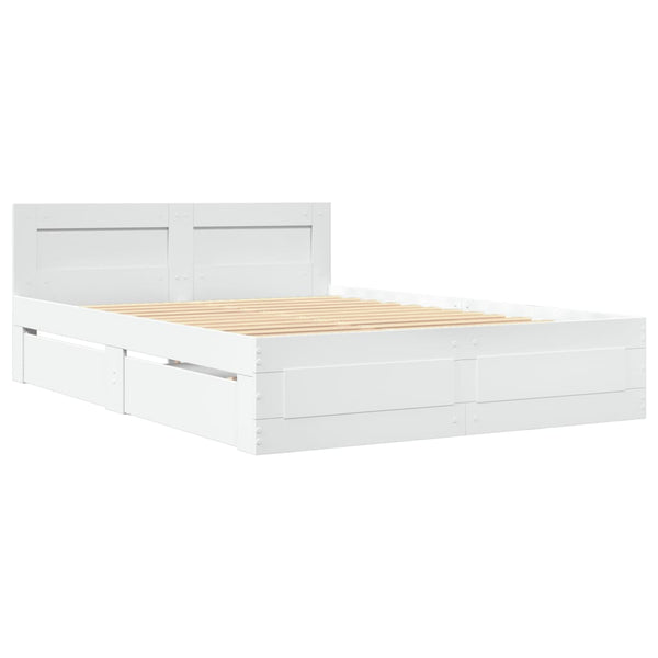 vidaXL Bed Frame with Headboard without Mattress White 120x190 cm