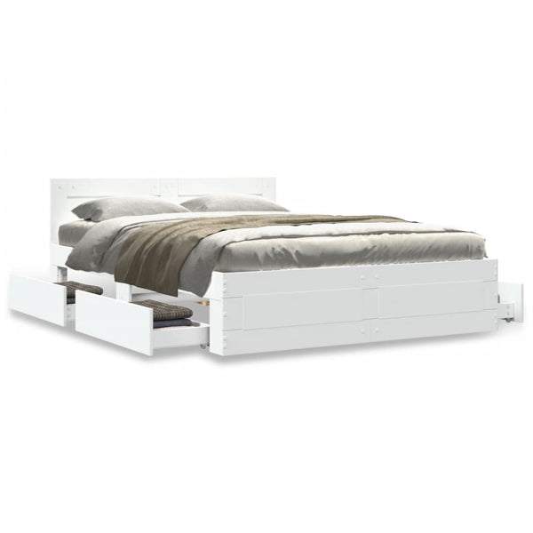 vidaXL Bed Frame with Headboard without Mattress White 120x190 cm