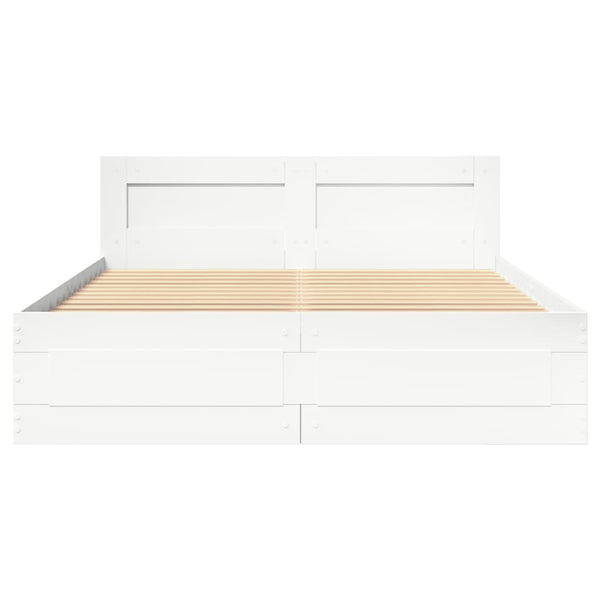 vidaXL Bed Frame with Headboard without Mattress White 120x190 cm