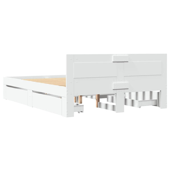 vidaXL Bed Frame with Headboard without Mattress White 120x190 cm
