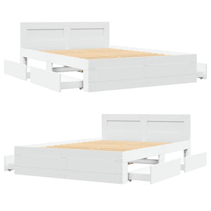 vidaXL Bed Frame with Headboard without Mattress White 120x190 cm