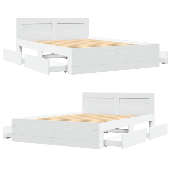 vidaXL Bed Frame with Headboard without Mattress White 120x190 cm