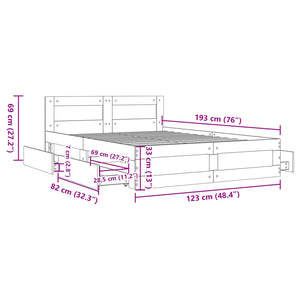 vidaXL Bed Frame with Headboard without Mattress White 120x190 cm