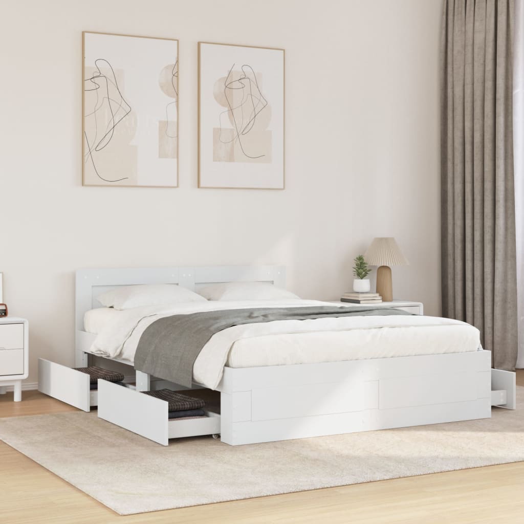 vidaXL Bed Frame with Headboard without Mattress White 120x190 cm