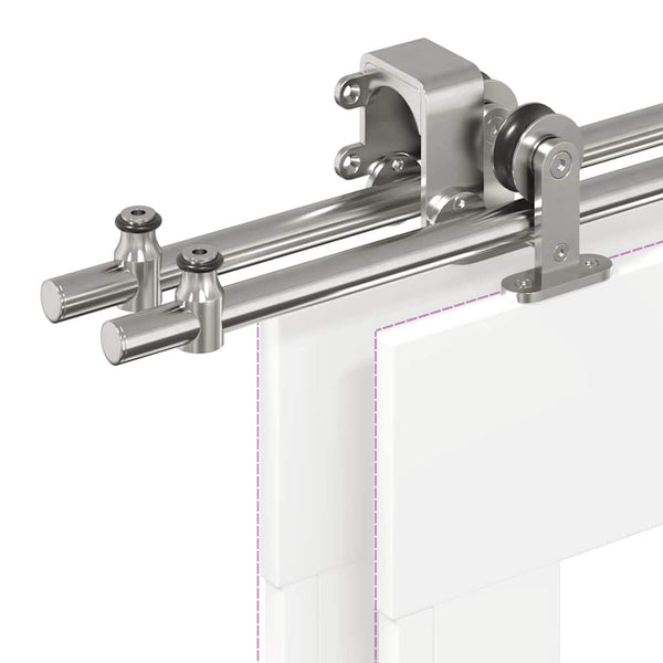 vidaXL Sliding Door Hardware Kit 366 cm Stainless Steel Silver