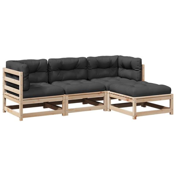 vidaXL 4-piece Garden Sofa Set with Cushions Solid Pine Wood