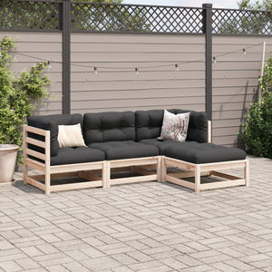 vidaXL 4-piece Garden Sofa Set with Cushions Solid Pine Wood