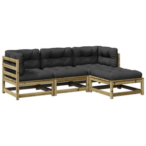 vidaXL 4-piece Garden Sofa Set with Cushions Impregnated Pinewood