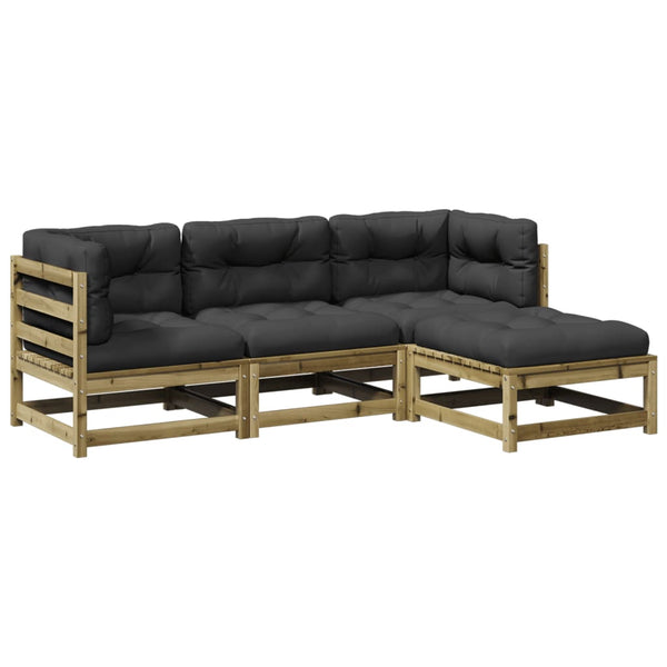 vidaXL 4-piece Garden Sofa Set with Cushions Impregnated Pinewood