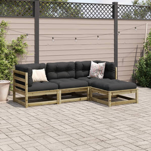 vidaXL 4-piece Garden Sofa Set with Cushions Impregnated Pinewood