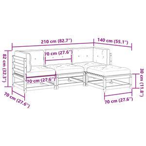 vidaXL 4-piece Garden Sofa Set with Cushions Impregnated Pinewood