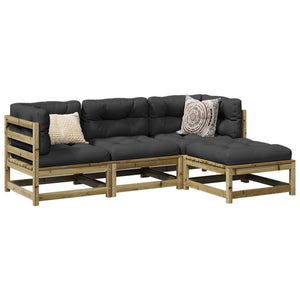 vidaXL 4-piece Garden Sofa Set with Cushions Impregnated Pinewood