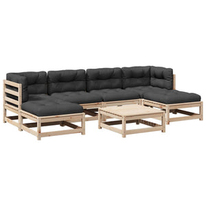 vidaXL 7-Piece Garden Sofa Set with Cushions Solid Pine Wood