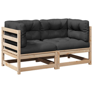 vidaXL 2-piece Garden Sofa Set with Cushions Solid Pinewood