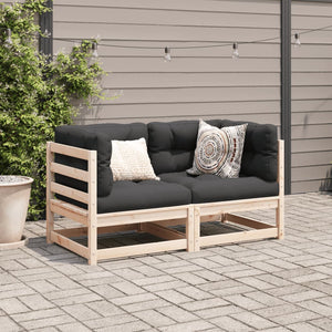 vidaXL 2-piece Garden Sofa Set with Cushions Solid Pinewood
