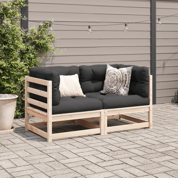 vidaXL 2-piece Garden Sofa Set with Cushions Solid Pinewood