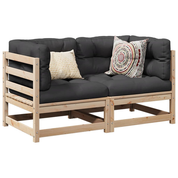 vidaXL 2-piece Garden Sofa Set with Cushions Solid Pinewood