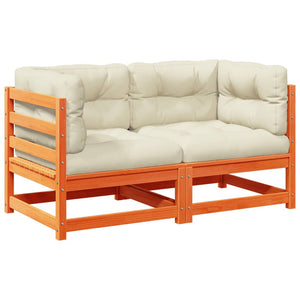vidaXL 2-Piece Garden Sofa Set with Cushions Wax Brown Pinewood