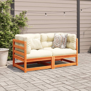 vidaXL 2-Piece Garden Sofa Set with Cushions Wax Brown Pinewood
