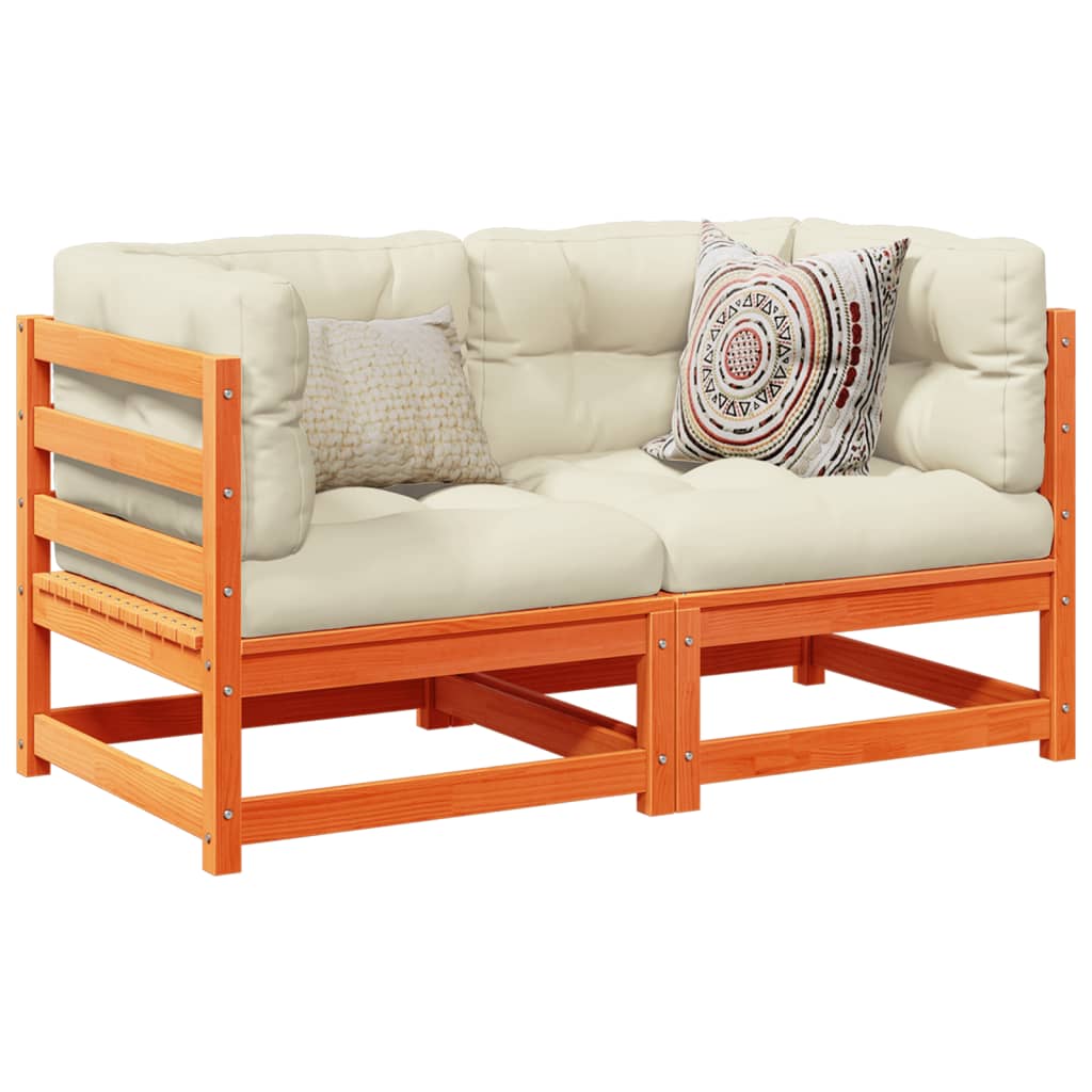 vidaXL 2-Piece Garden Sofa Set with Cushions Wax Brown Pinewood
