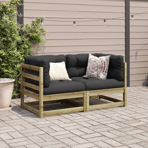 vidaXL 2-Piece Garden Sofa Set with Cushions Impregnated Pinewood