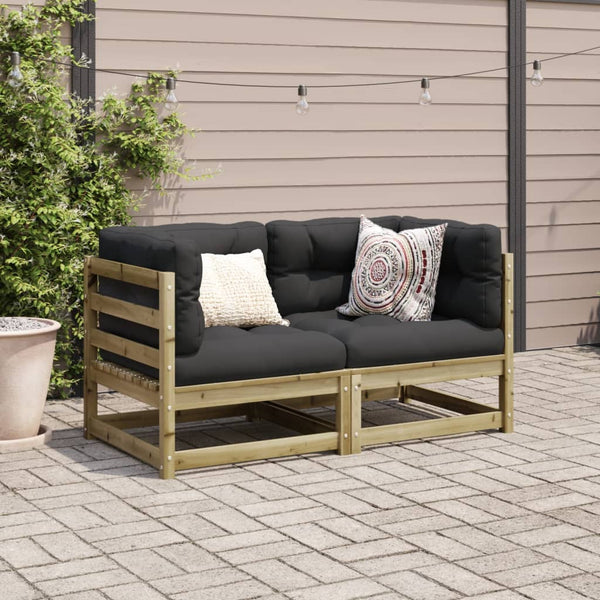 vidaXL 2-Piece Garden Sofa Set with Cushions Impregnated Pinewood