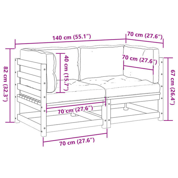 vidaXL 2-Piece Garden Sofa Set with Cushions Impregnated Pinewood
