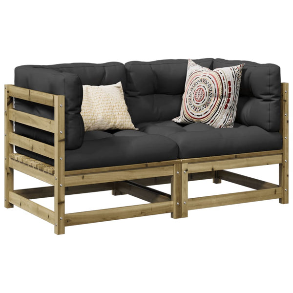 vidaXL 2-Piece Garden Sofa Set with Cushions Impregnated Pinewood