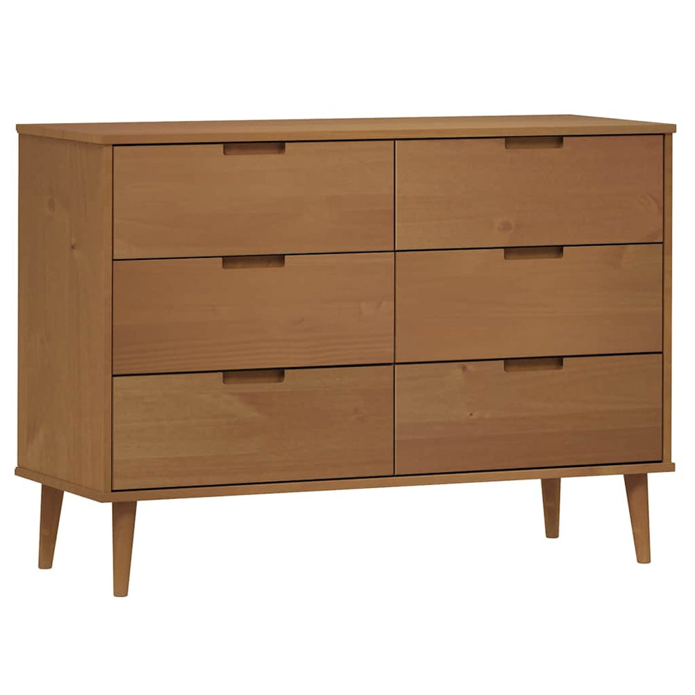 Schubladenschrank MOLDE Braun Kiefer Massivholz