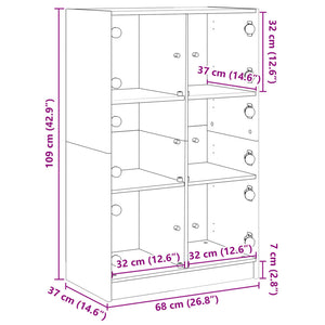 vidaXL Highboard with Doors White 68x37x109 cm Engineered Wood