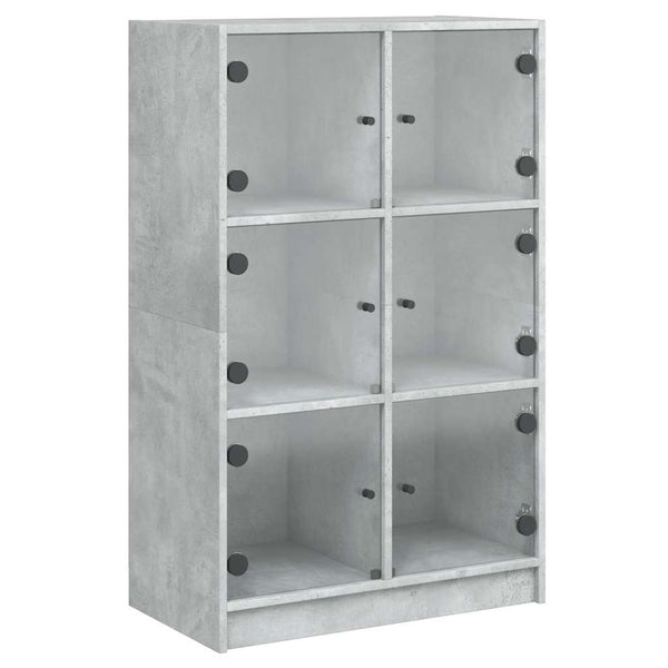 Betongraues Highboard mit Türen, 68x37x109 cm