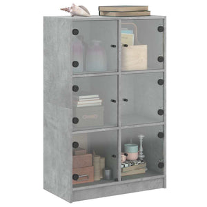 Betongraues Highboard mit Türen, 68x37x109 cm