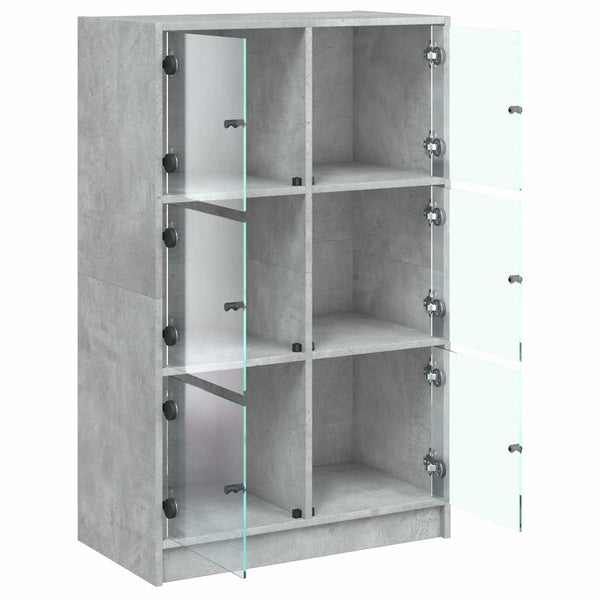 Betongraues Highboard mit Türen, 68x37x109 cm