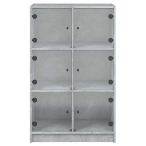 Betongraues Highboard mit Türen, 68x37x109 cm