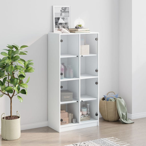 Highboard Weiß mit Türen 68x37x142 cm