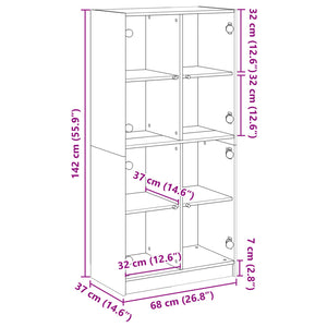 Highboard Weiß mit Türen 68x37x142 cm