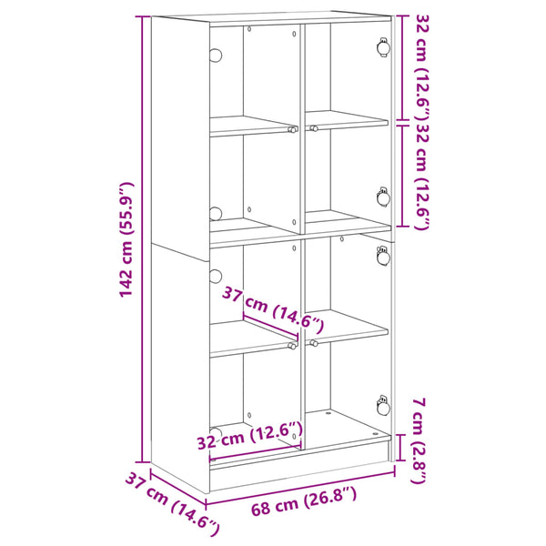 Highboard Weiß mit Türen 68x37x142 cm
