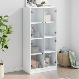 Highboard Weiß mit Türen 68x37x142 cm