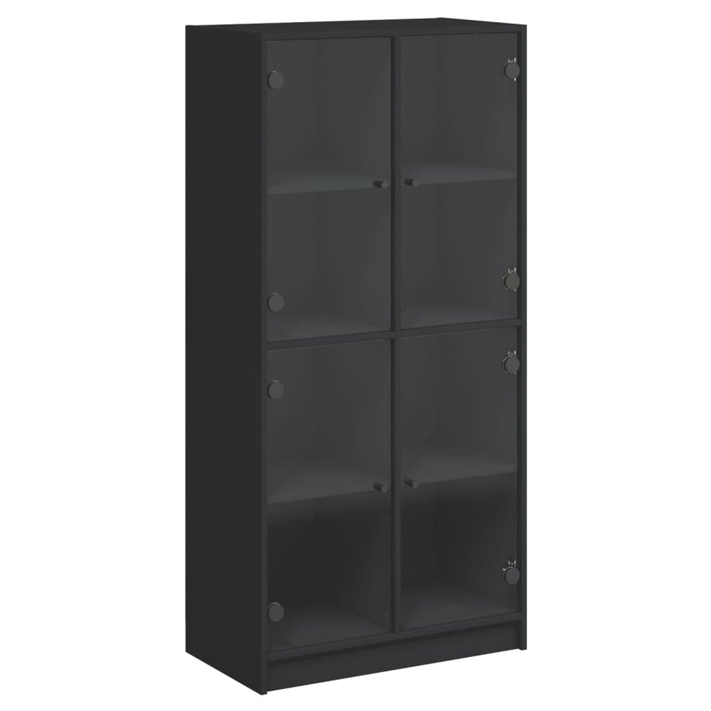 Schwarzes Highboard mit Türen, 68x37x142 cm
