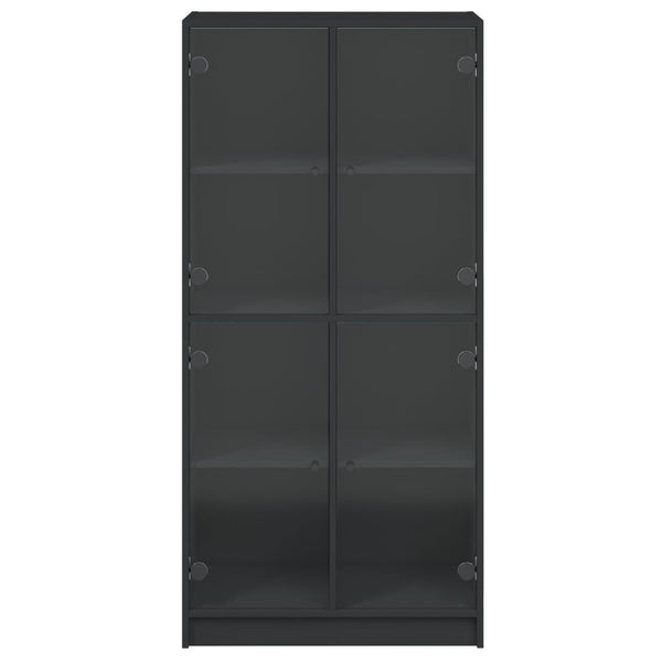 Schwarzes Highboard mit Türen, 68x37x142 cm